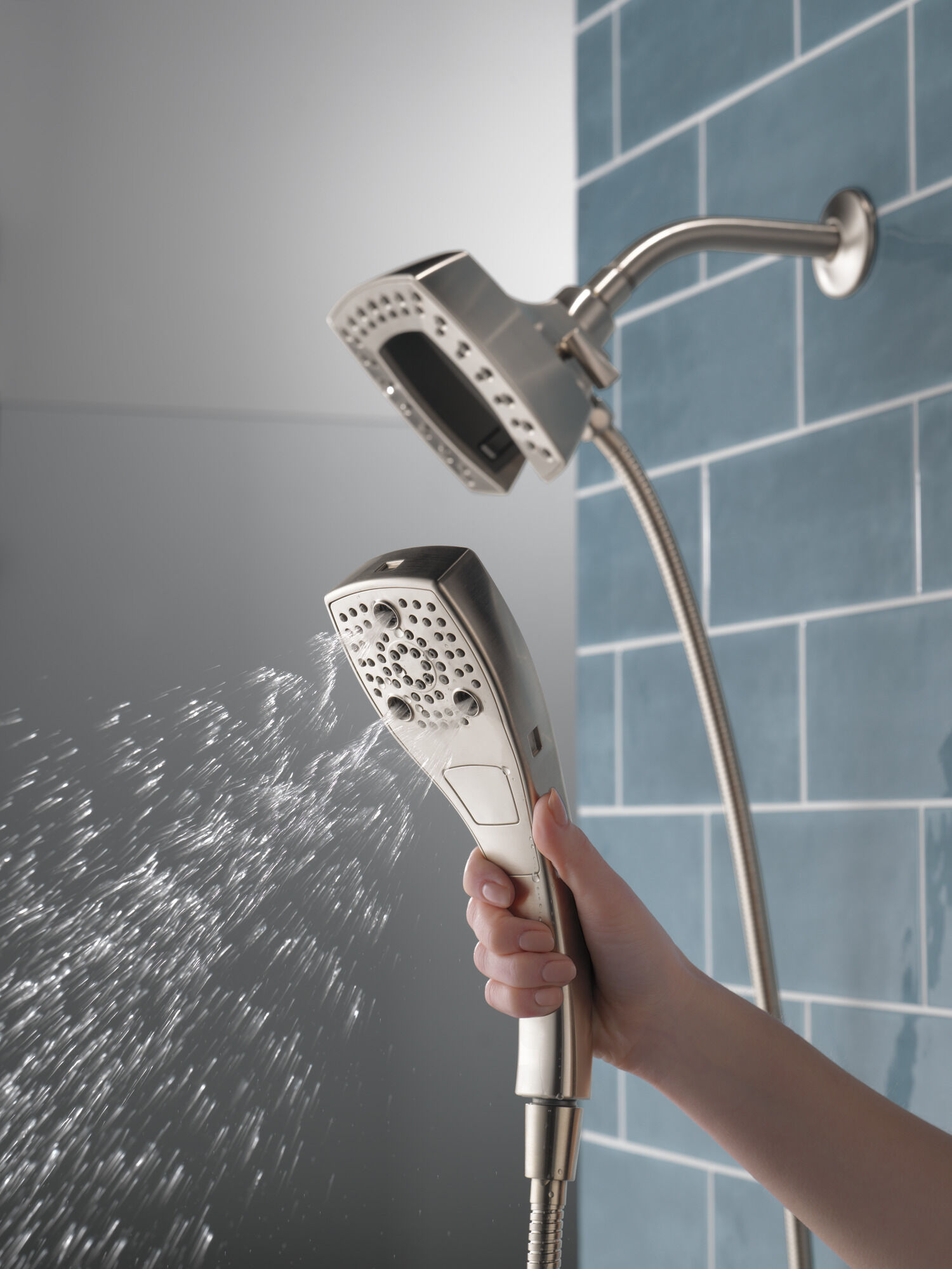 58474-SS H2Okinetic® In2ition® Душ два в одном с 5 настройками Delta Faucet Universal Showering Нержавеющая сталь  - Вид №6