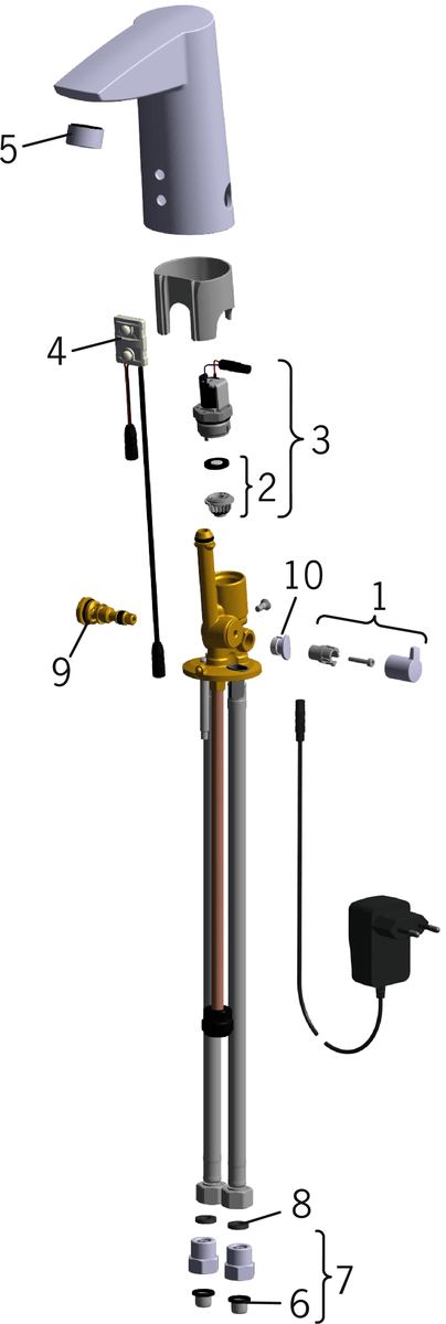 Oras 2826FTZ Смеситель для умывальника, 9/12 V, Bluetooth 2826FTZ Cubista Хром  - Вид №4
