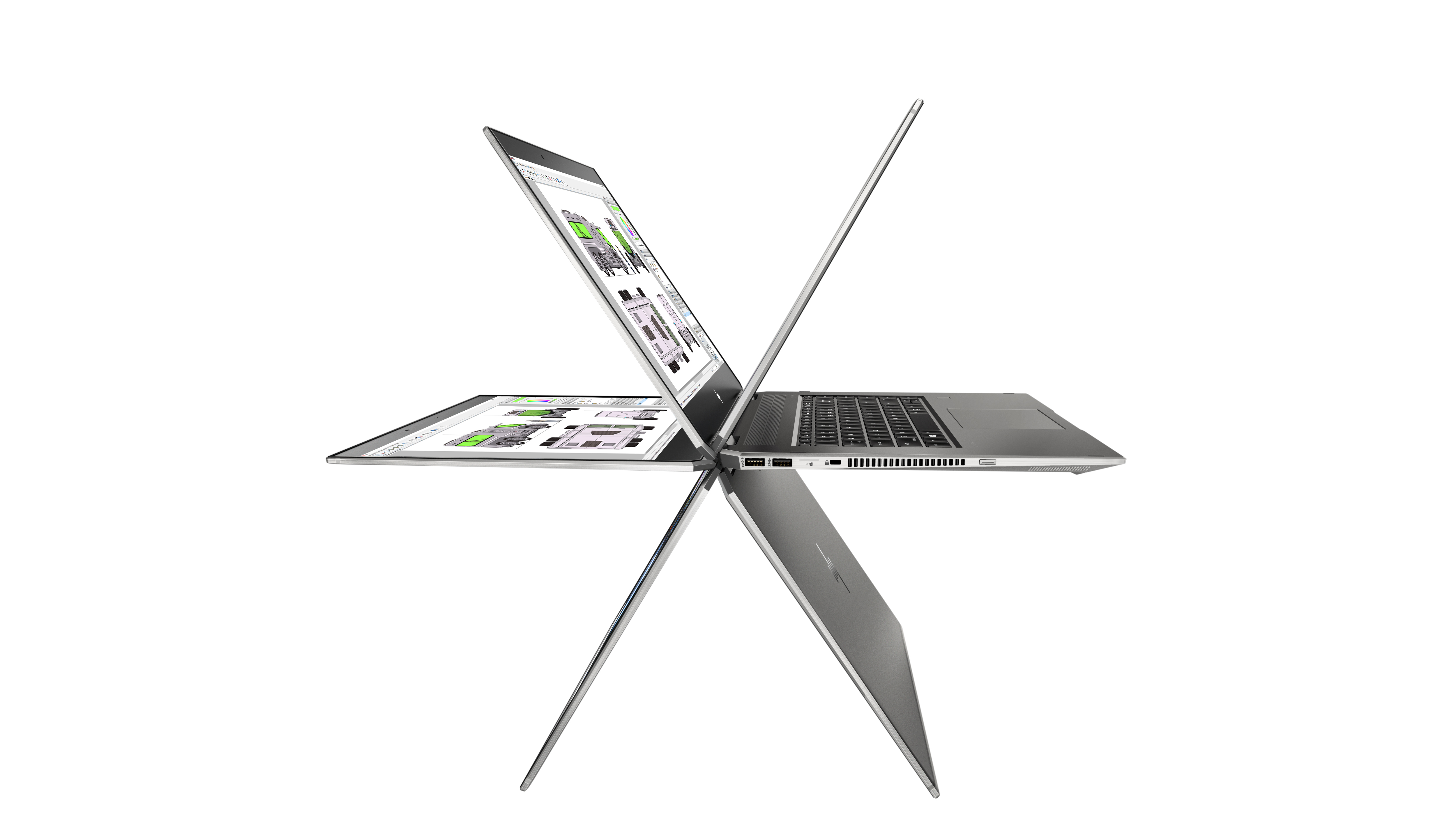 6TW47EA#ACB zbook x360 studio g5 15.6"(3840x2160)/touch/intel core i9 9880h(2.3ghz)/16384mb/512ssdgb/nodvd/ext:nvidia quadro p2000(4096mb)/war 3y/2.26kg/silver/w10pro + no pen HP Santreyd  - Вид №3