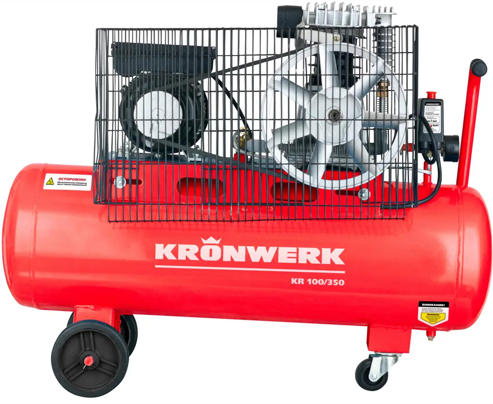Масляный компрессор KRONWERK 100 л с ременным приводом для профессиональных работ 15626399