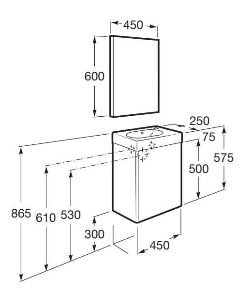 Деревянный подвесной умывальник с зеркалом Roca UNIK 855865 ARCH-00107938 - Вид №2