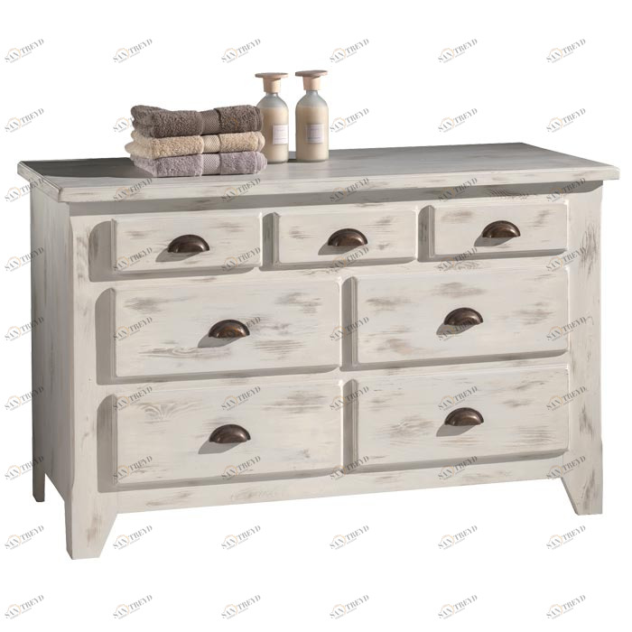 Комод белый с 7 ящиками состаренный 43 Solea VAVI КОМОД SOLEA 132583 Белый 