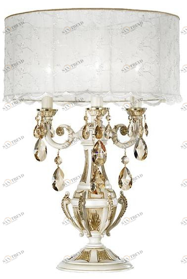 Possoni Illuminazione Антикварная настольная лампа из белого золота и золота с кристаллами swarovski® Windsor 888/l3-pz-gs