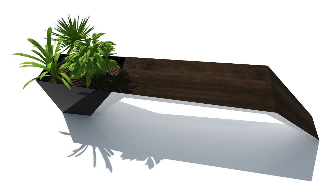 Скамейка из дерева и листового металла со встроенной плантатором без спинки CITYSì URBAN ARCH-00044158 - Вид №20