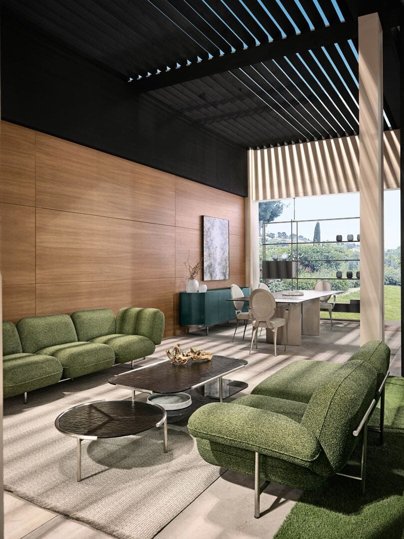 Круглый стол из нержавеющей стали и дерева Cantori CLOUD ARCH-00008049