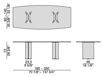 Porada Прямоугольный стол из хрусталя и основание из ореха каналетта Twenty sun-id-1508235 - Вид №3
