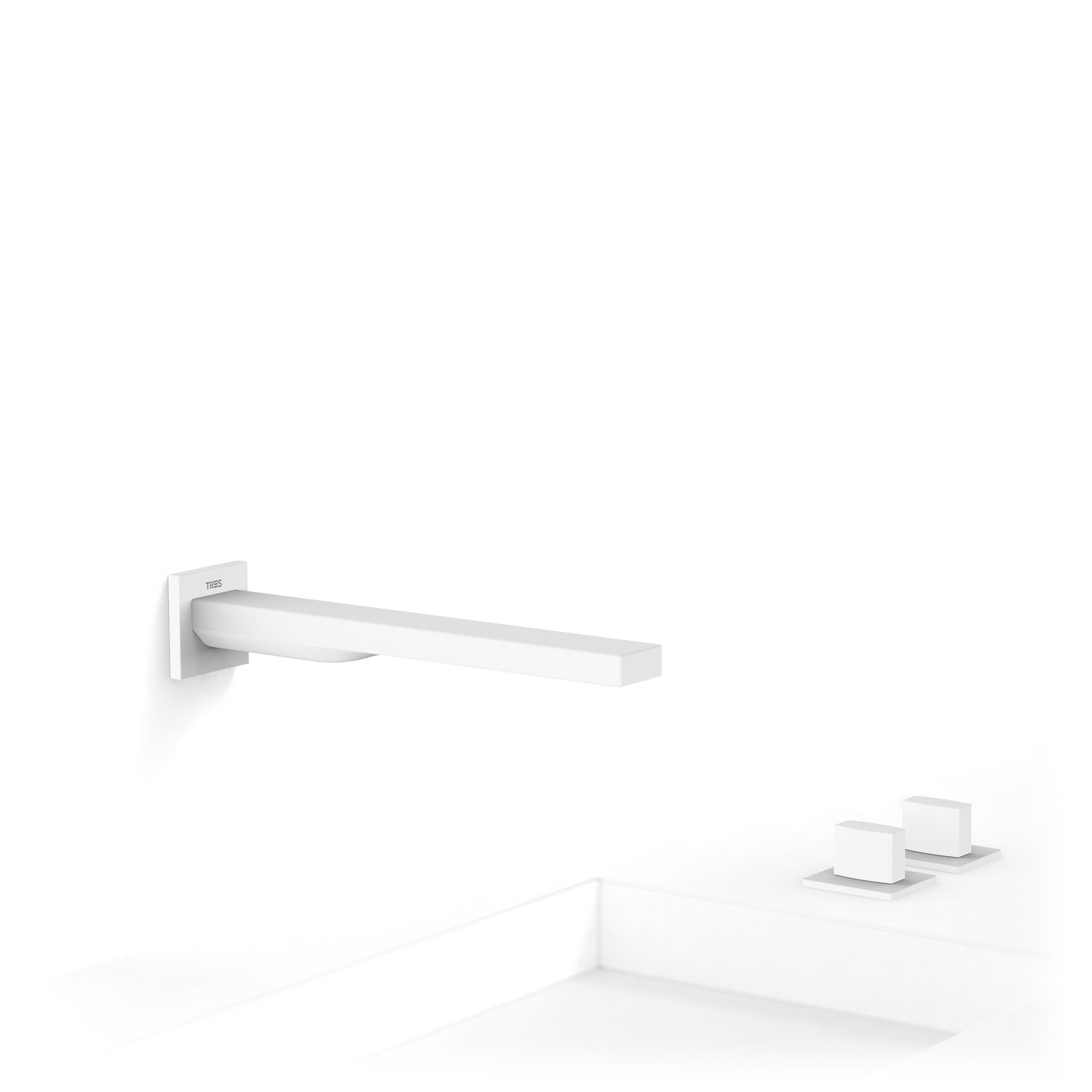 ТОНКИЙ скрытый смеситель для умывальника с двумя ручками-20223901BM TRES 