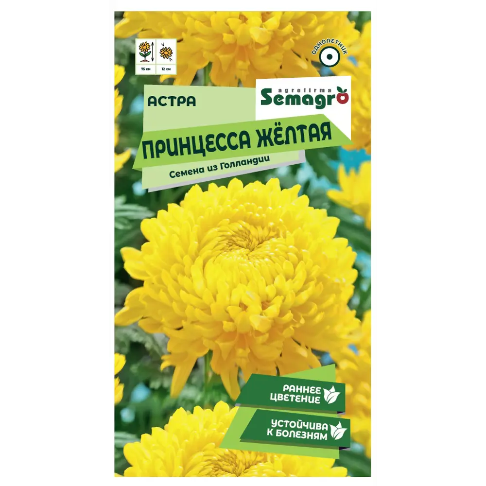 Семена цветов Semagro астра Принцесса желтый 89403770 STLM-2024223 Santreyd 