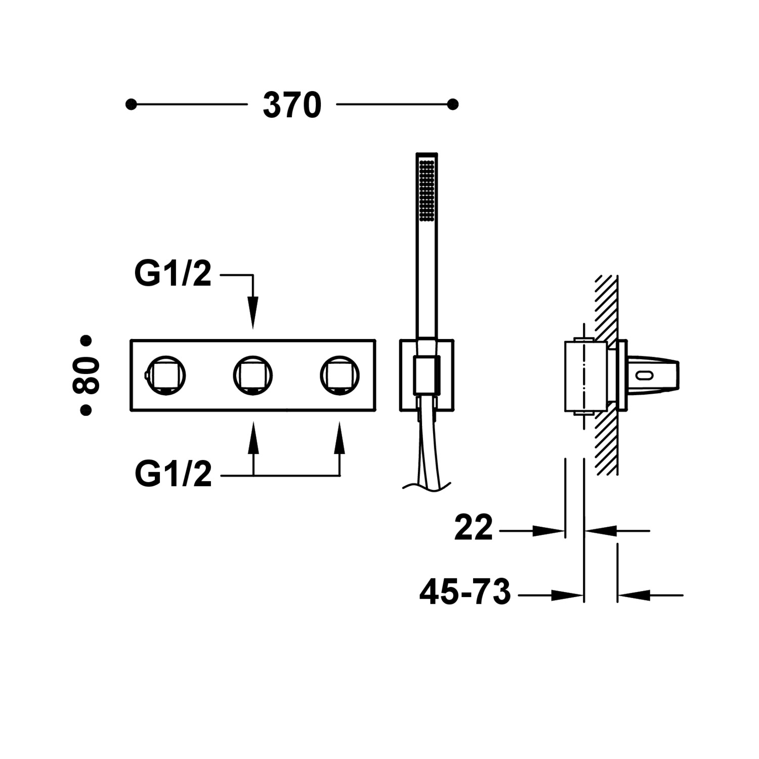 B-SYSTEM 3-ходовой встраиваемый термостатический смеситель B-system-30725301OP TRES Thermostatic - Вид №1