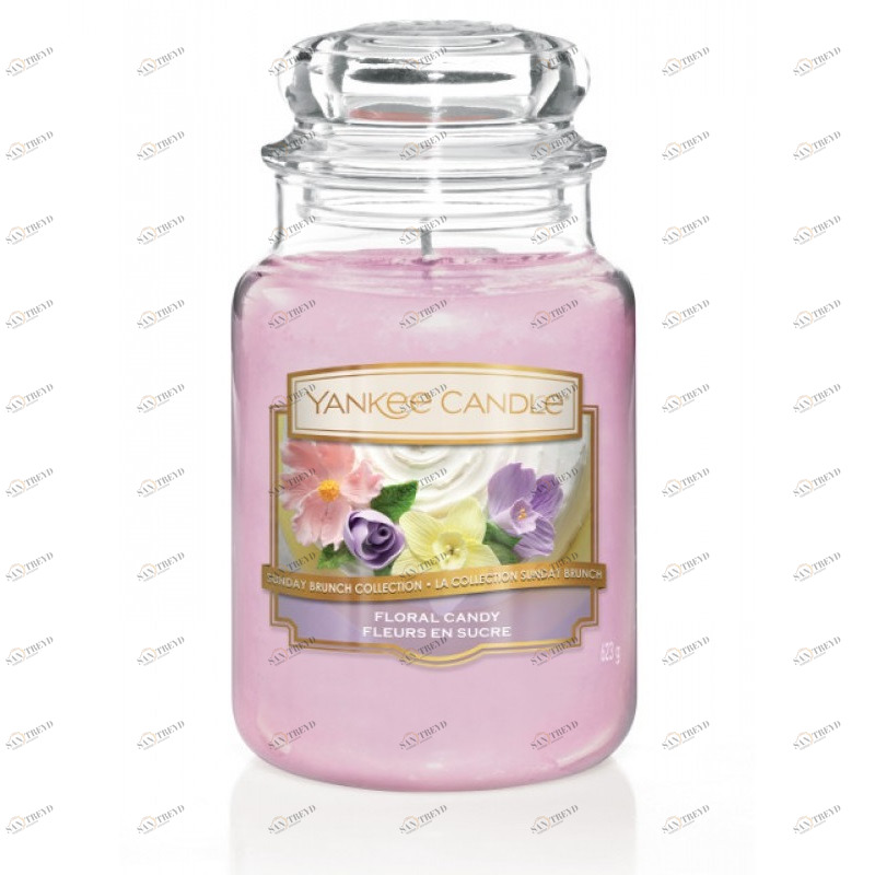 Свеча большая в стеклянной банке "Цветочные сладости" Floral Candy 623 гр 110-150 часов YANKEE CANDLE  267877 Розовый 