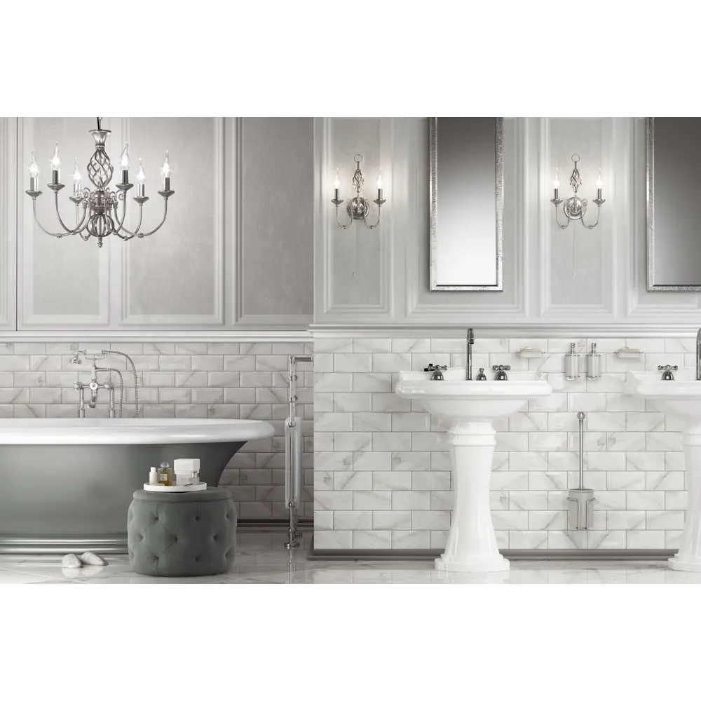 Плитка настенная Kerama Marazzi Фрагонар 7.4x15 см 0.89 м² цвет белый STLM-2104634 - Вид №4