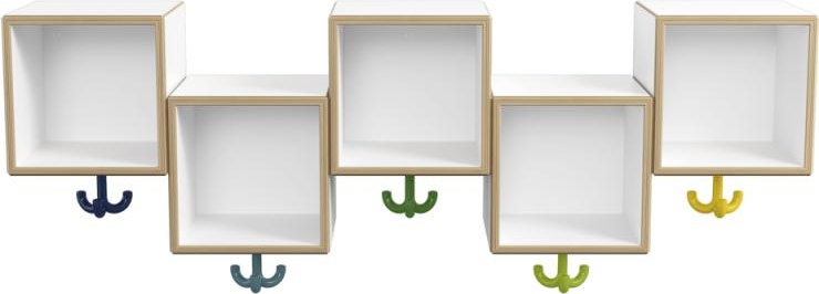 M20.03.002 Модуль удлинительного ряда асимметричный, 5 мест с тройным крючком HEWI Kids