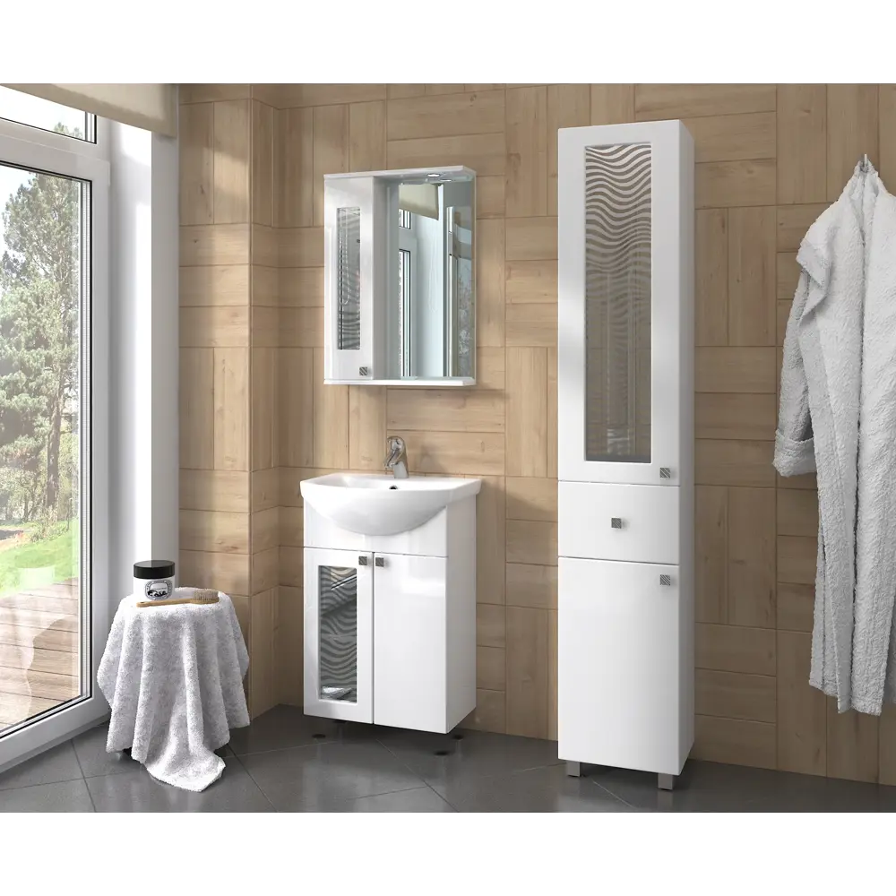 Шкаф зеркальный подвесной «Мальта» 55x70 см цвет белый VIGO STLM-2149064 - Вид №5