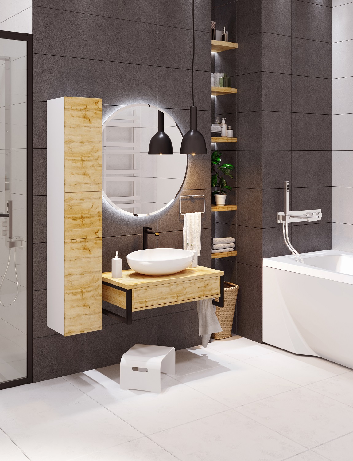 У85842 Тумба GRUNGE LOFT 80П 1в.я Дуб Вотан 1 Marka GRUNGE LOFT  - Вид №3