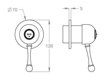 Встраиваемый однорычажный смеситель для душа Fir Italia Melrose 70 ARCH-00058723 - Вид №2