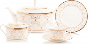 10655076 Noritake Сервиз чайный Noritake "Трефолио,золотой кант" 6/20 Фарфор костяной