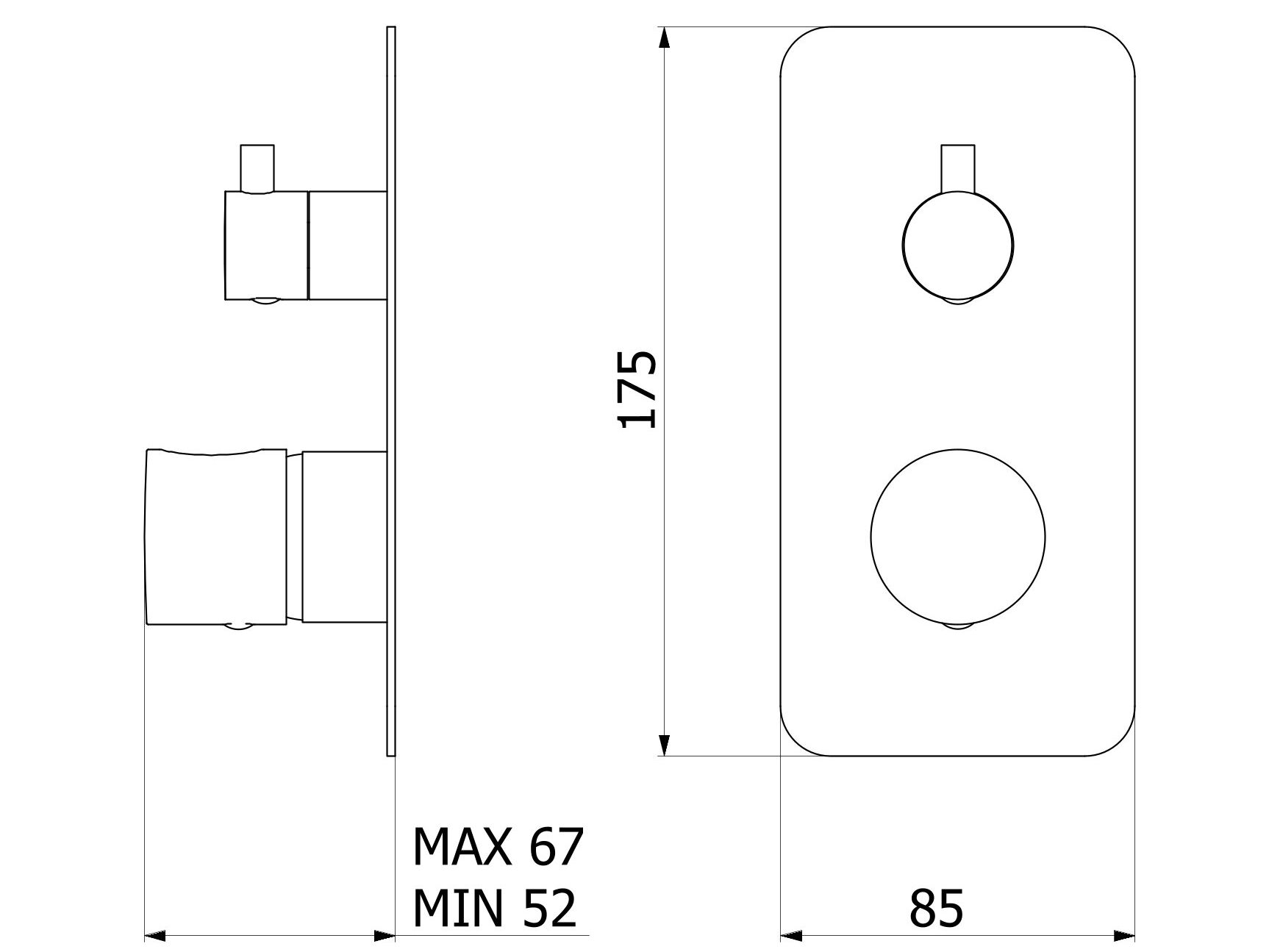 Встраиваемый смеситель для душа с переключателем IB Only One ARCH-00105345