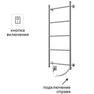 Полотенцесушитель электрический Арго Диана-Э 500x800 мм 60 Вт с терморегулятором лесенка цвет хром