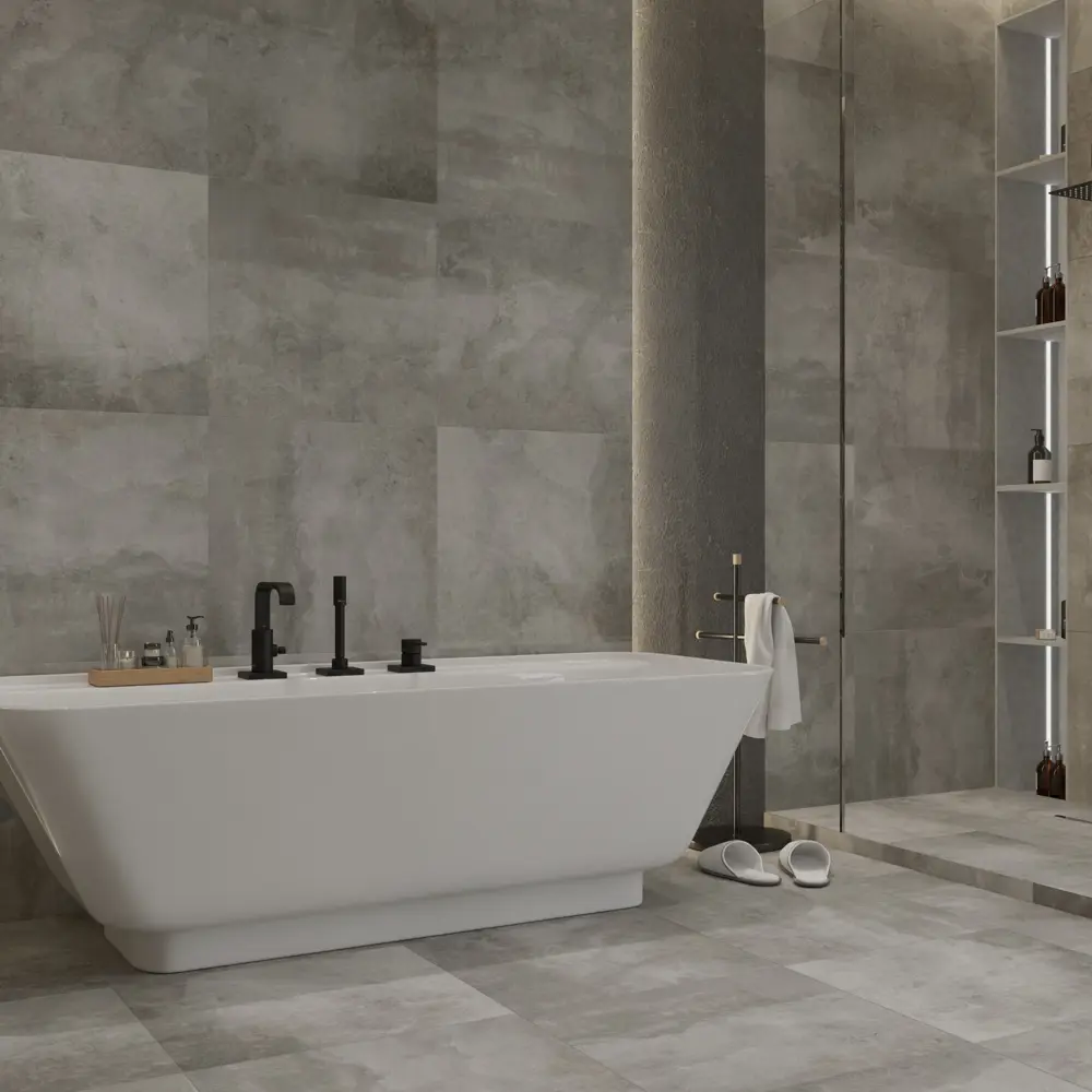 Глазурованный керамогранит Керамин Фабрик 60x60 см 1.44 м² матовый цвет серый STLM-2093799