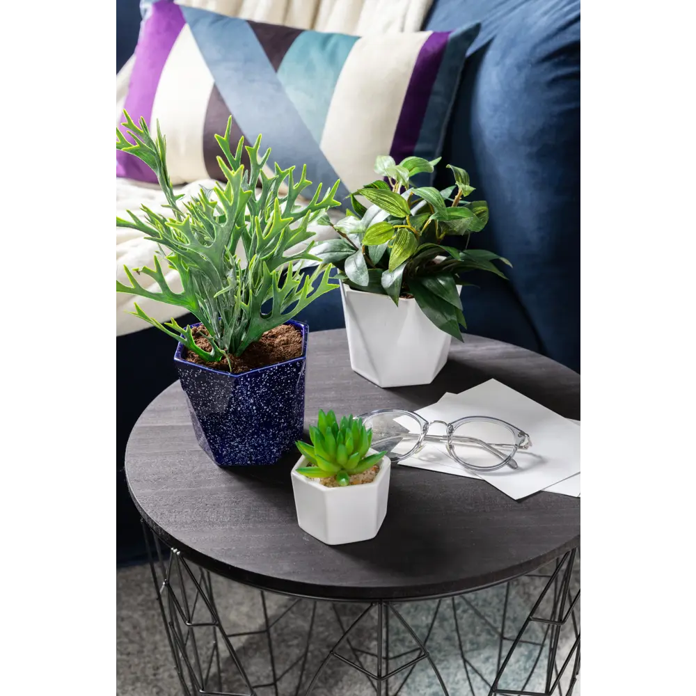 Кашпо Эджес ø14 h9 см v0.75 л керамика белый Santreyd STLM-2147747 - Вид №4