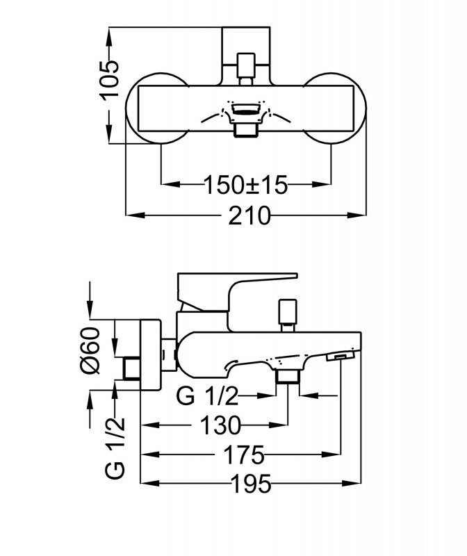 Смеситель для ванны и душа Cezares STELLA-VM-01-Cr - Вид №1