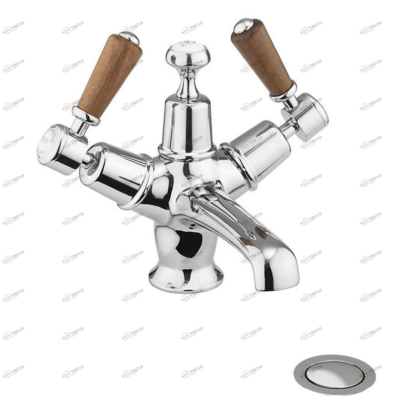 Смеситель для раковины на 1 отверстие с кнопкой Click-Clack [KE6 WAL]  Burlington T12-QT, W11, T4 WAL 