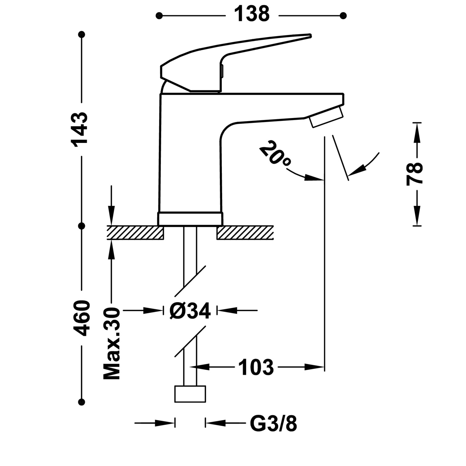 ОСНОВАНИЕ ПЛЮС Экологически эффективный смеситель для умывальника с одной ручкой -21610410 TRES Base - Вид №1