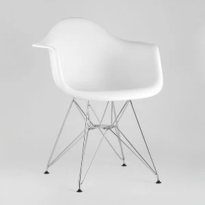 Кресло белое пластиковое с металлическими ножками Eames EAMES EAMES DAR 00-3881991 Белый