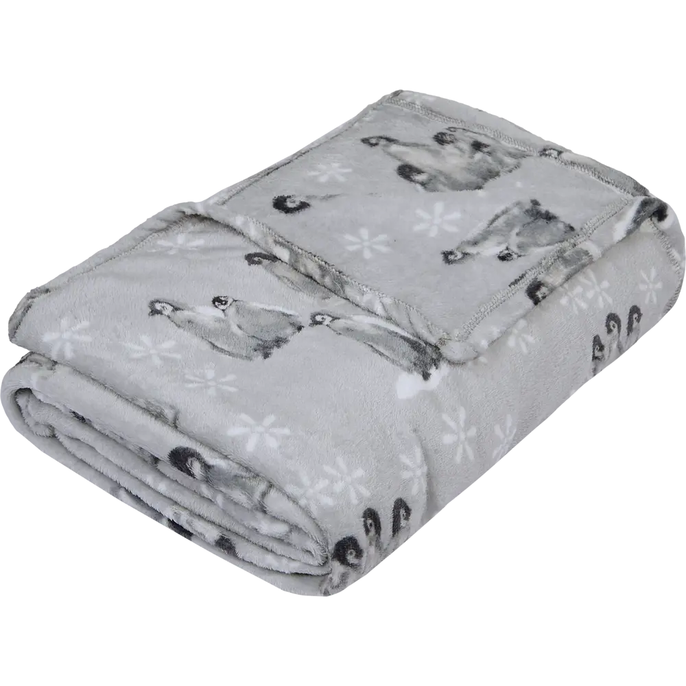 Плед Пингвины 150x200 см велсофт цвет серый СТОЛИЦА ТЕКСТИЛЯ Новый год STLM-2175699 - Вид №1