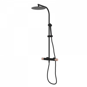 75425726 PREMIUM Черный душ термостатический с колонкой Черно-Розовое GRB MIXERS