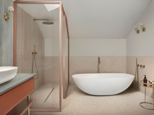 Настил / напольное покрытие из керамогранита с эффектом Венецианского терраццо