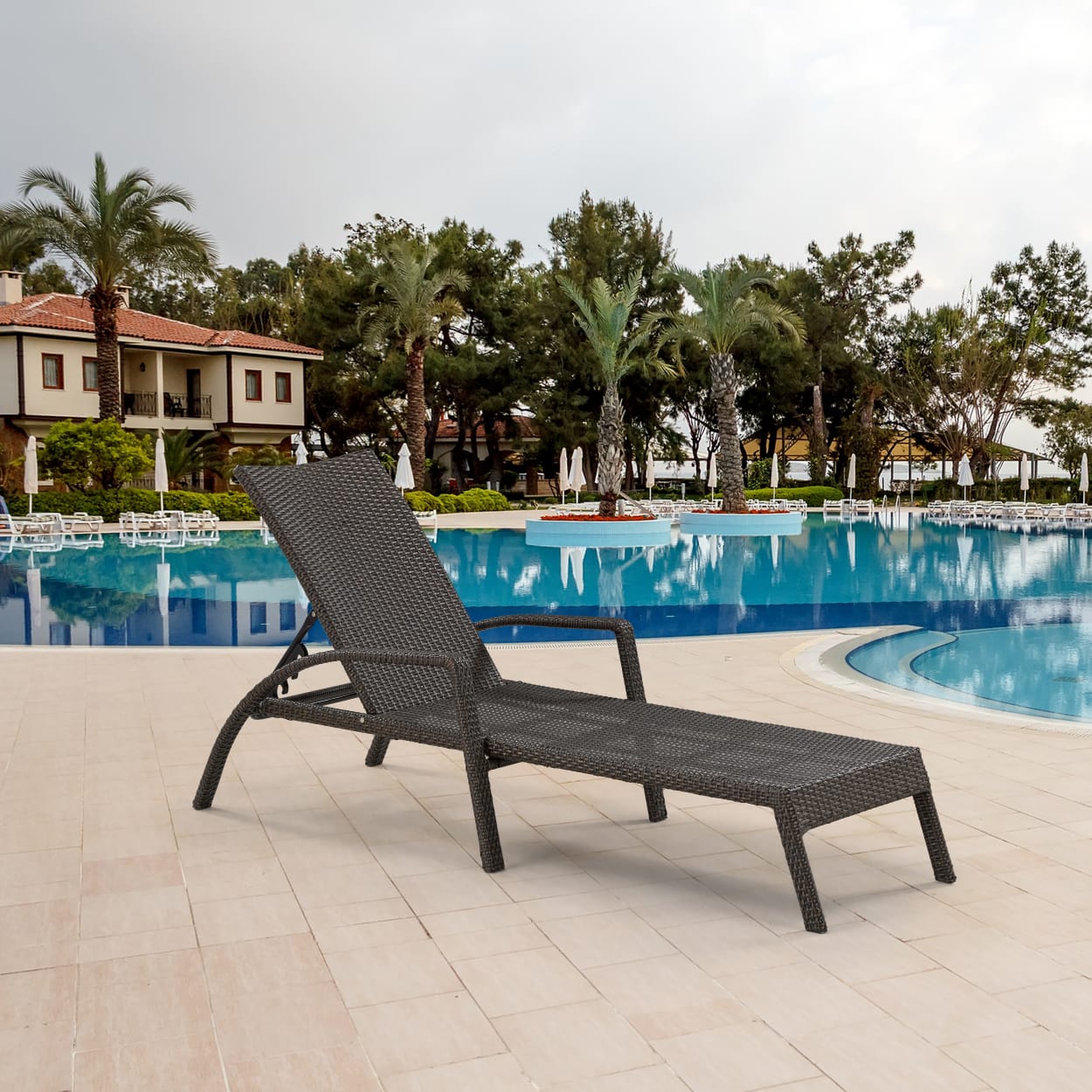 Шезлонг-лежак, искусственный ротанг A30A-W53 Brown AFINA  130453 Бежевый;коричневый  - Вид №2