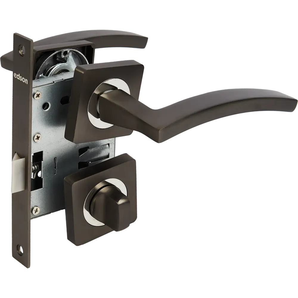 Дверные ручки Edson с замком на розетке, графит 85166739 STLM-0059304