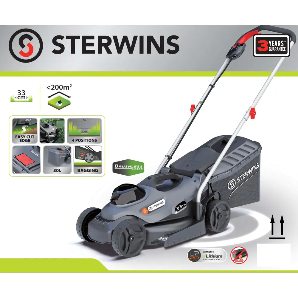 Аккумуляторная газонокосилка STERWINS с бесщеточным двигателем 33 см 82152401 STLM-0020522 - Вид №14