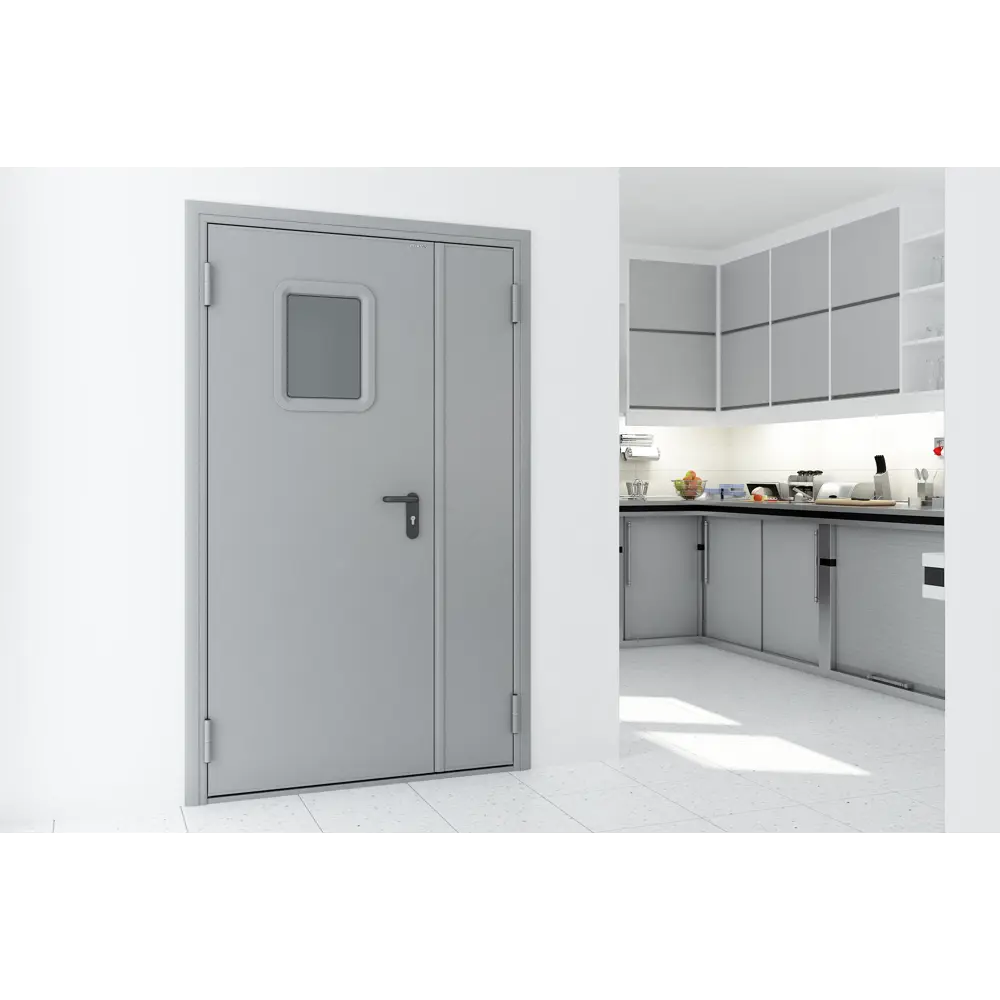 Дверь противопожарная EI60 остекленная 135x205 см левая RAL7035 DOORHAN STLM-2012125 - Вид №3