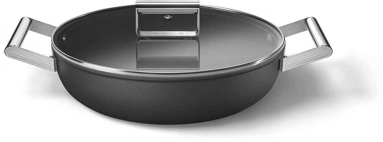 CKFD2811BLM Посуда / глубокая сковорода с двумя ручками и крышкой, 28 см, черная SMEG  - Вид №3