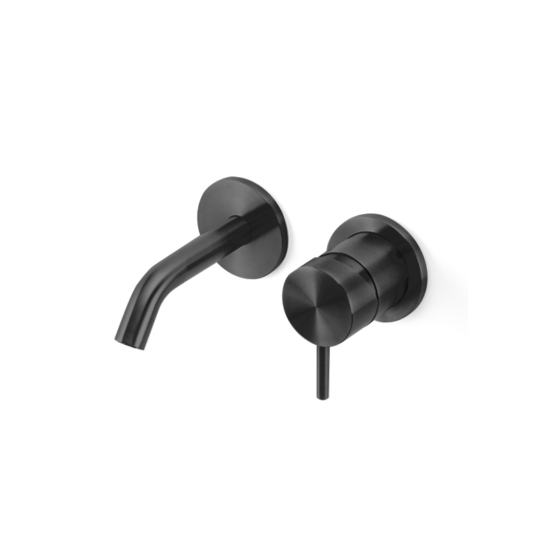 ONE033BKL Смеситель для раковины настенный на 2 отверстия Linki ONE, Внешняя часть, Полированная Черная Сталь