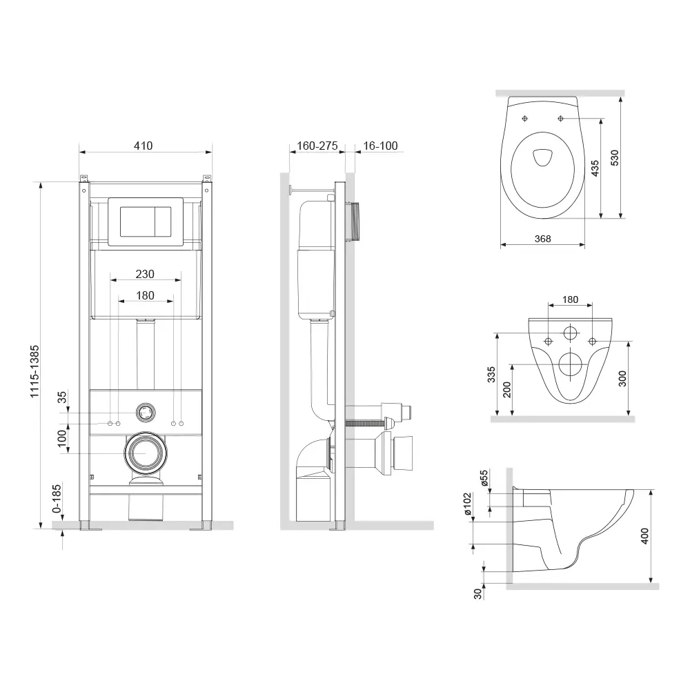 Комплект инсталляция и унитаз Damixa Edder, микролифт, без ободка 83629817 STLM-2168389 - Вид №1