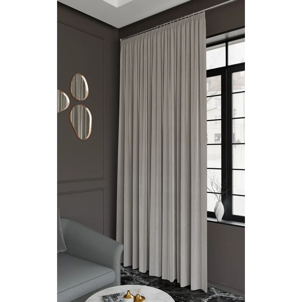 Штора MIAMOZA Камелия 200x280 см бежевая бархатная 89405537 STLM-1571397