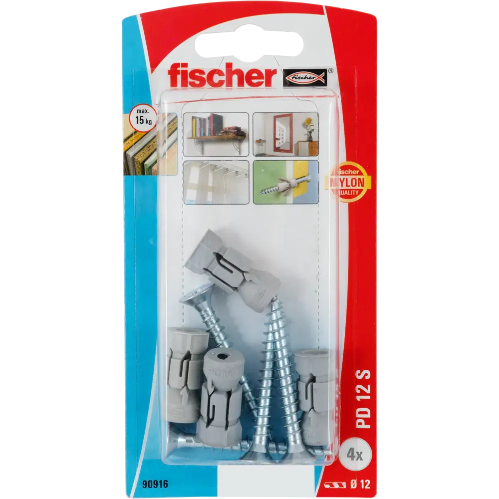 Дюбель для гипсокартона Fischer PD с шурупом, 27х12 мм, нейлон/оцинкованная сталь, 4 шт STLM-2201934 - Вид №5