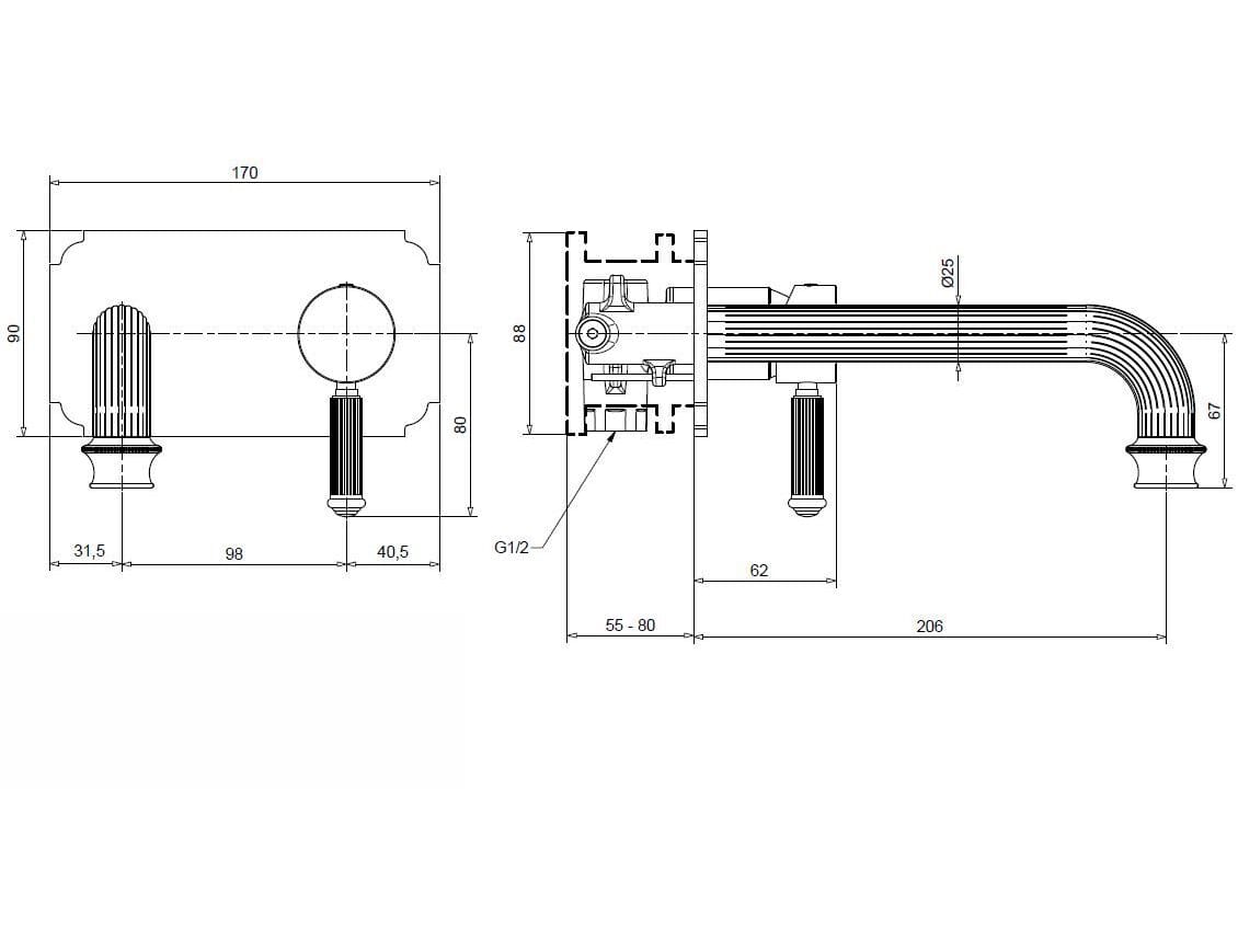 Смеситель для раковины из хромированной латуни Bugnatese Athena ARCH-00009893 - Вид №2