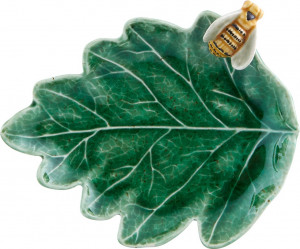 10636895 Bordallo Pinheiro Блюдо малое Bordallo Pinheiro Лист дуба 14см, с пчелой, керамика Керамика