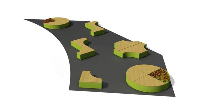 Euroform W Изогнутая деревянная скамья  1750  - Вид №2