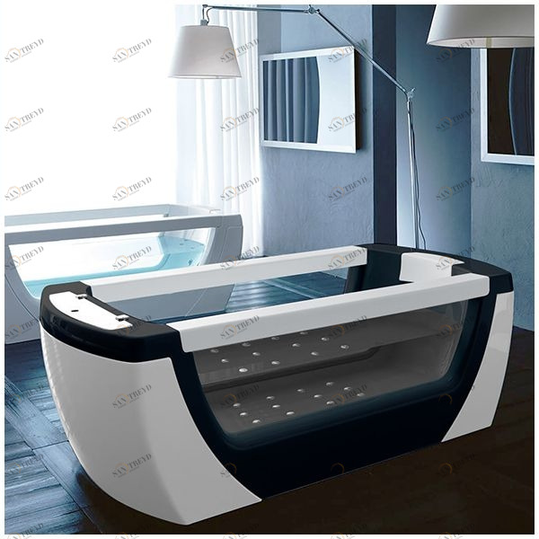 Ванна Gruppo treesse Vision STA-V138C-SE чёрная с аэромассажем стеклянная прозрачная чёрная STAV138CC