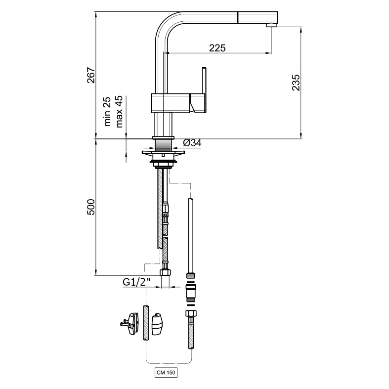 DA940302015 Смеситель для кухни Webert Kitchen Dado  - Вид №2