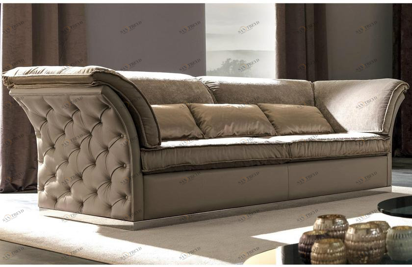 CorteZari Тафтинговый 3-местный диван из ткани Zoe gold 691