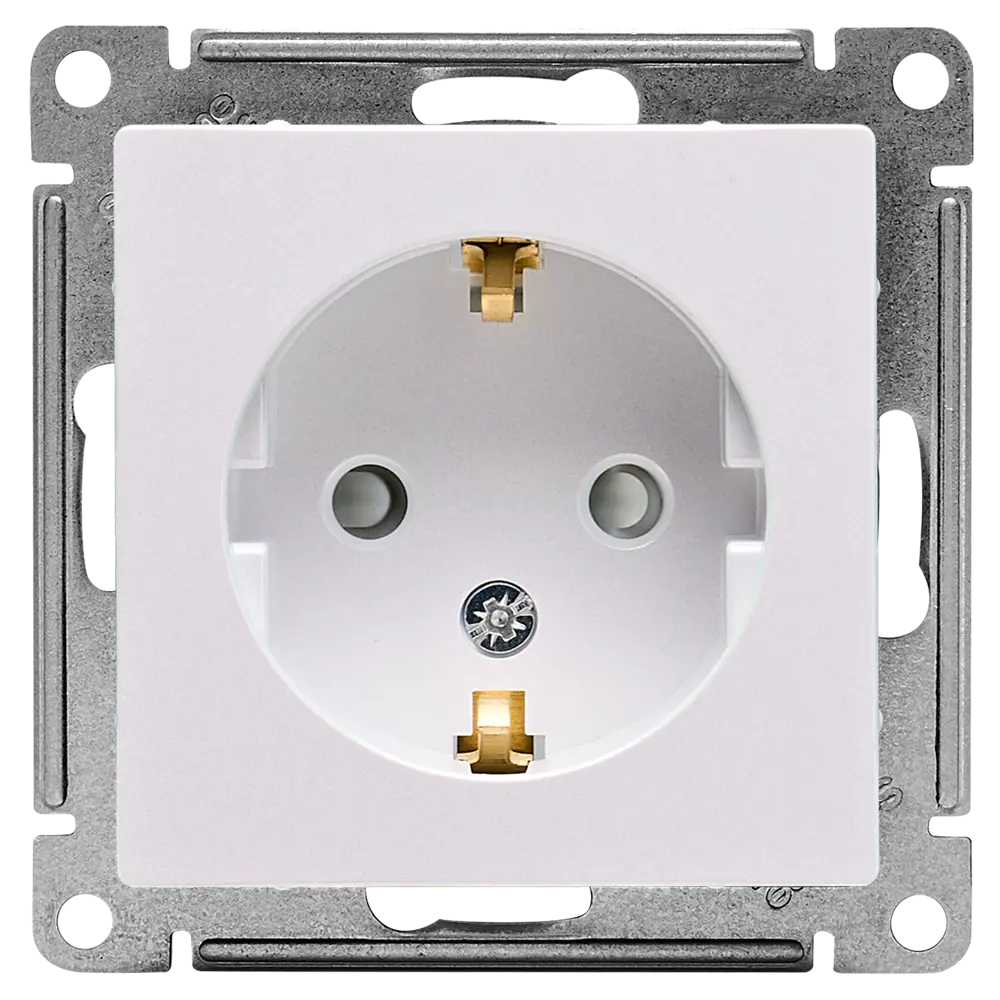 Розетка встраиваемая Systeme Electric AtlasDesign с заземлением со шторками цвет жемчужный 89457346 STLM-2029078