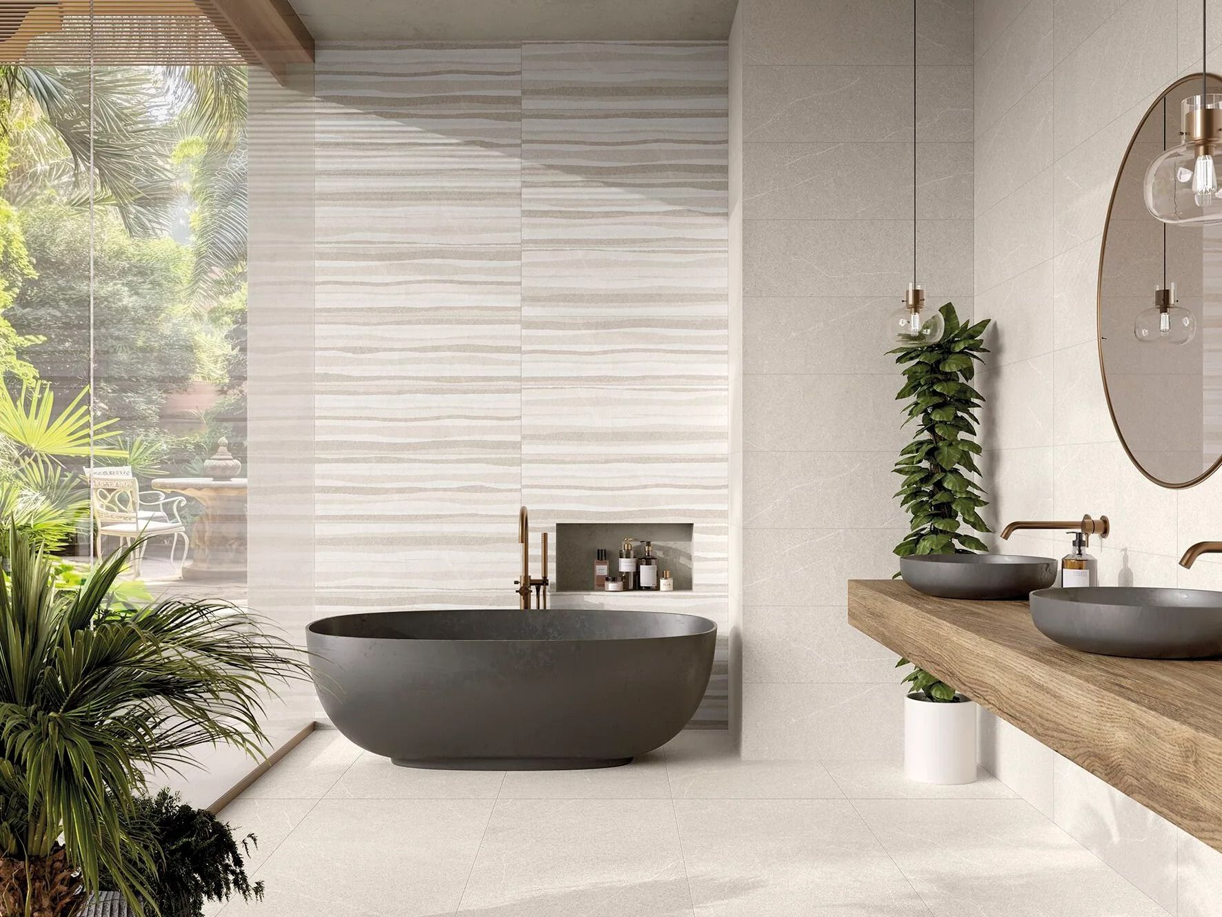 Пол / керамогранит с эффектом цемента MARINER Limeblend 30x90 ARCH-00043352