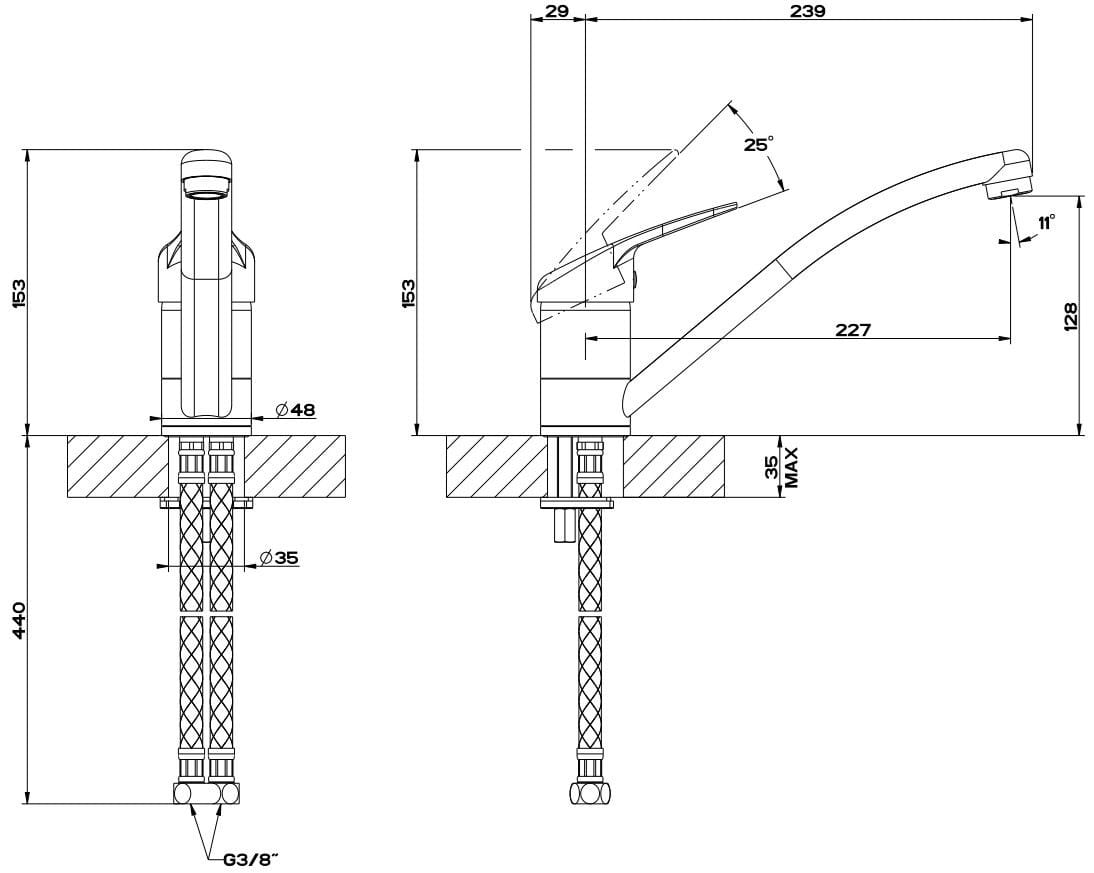 Смеситель для кухни из латуни с одним отверстием Gessi CARY ARCH-00035931 - Вид №2