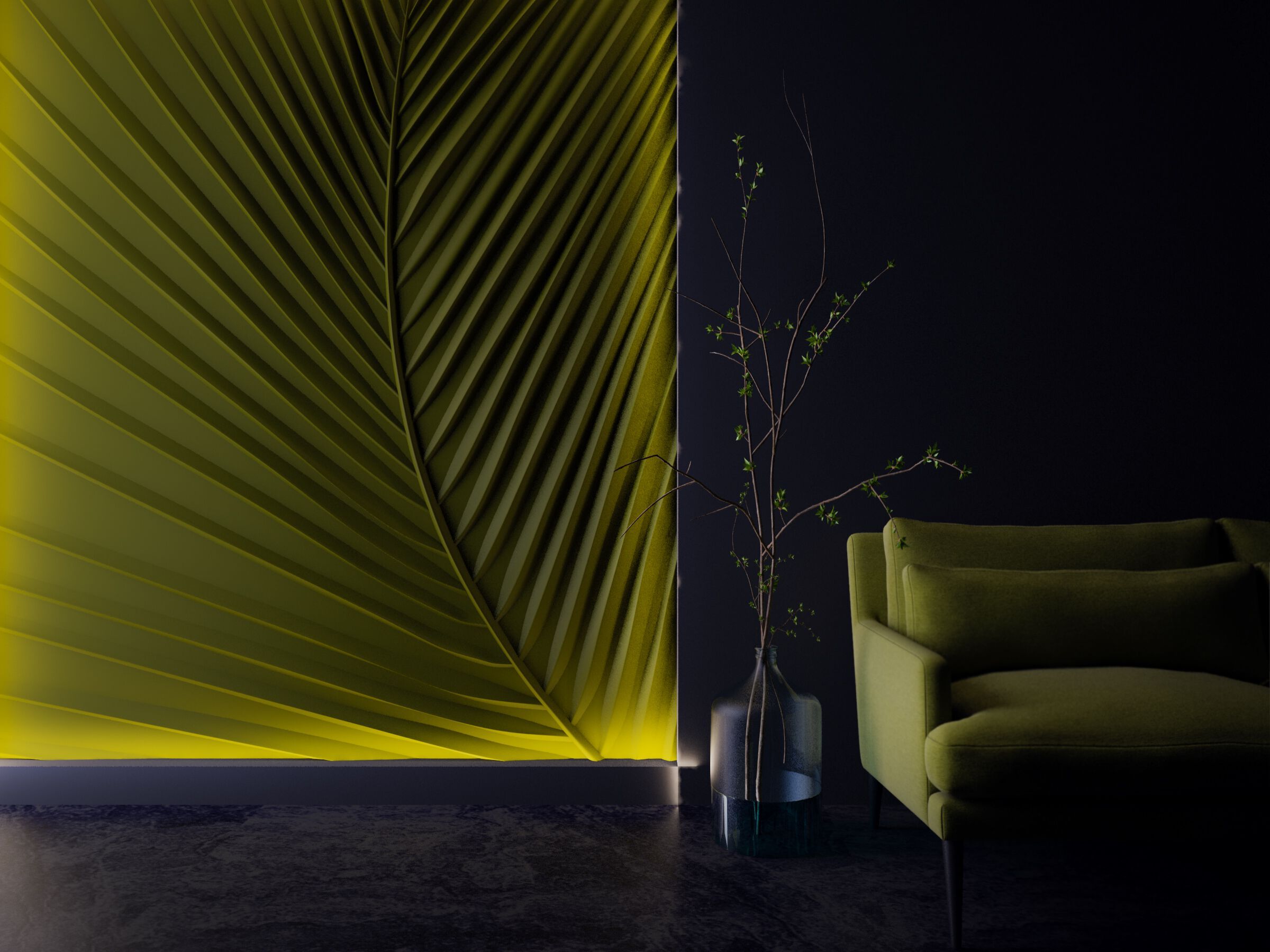 Трехмерная декоративная гипсовая панель WallDeco LEAF ARCH-00072138 - Вид №1